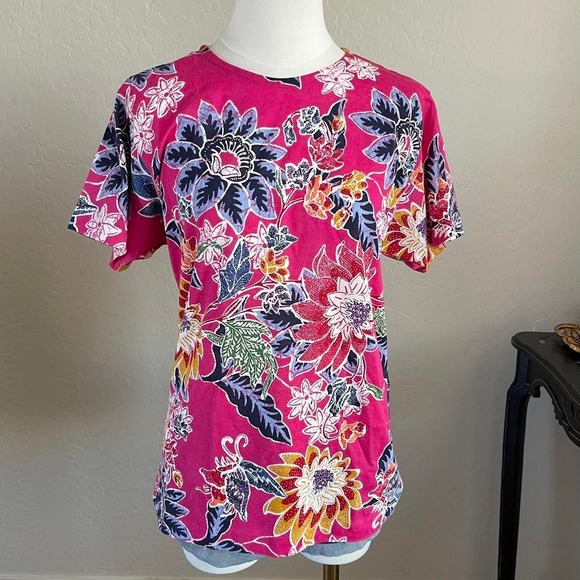 Vintage Ralph Lauren Floral Cotton T-Shirt Made in USA - Picture 1 of 5